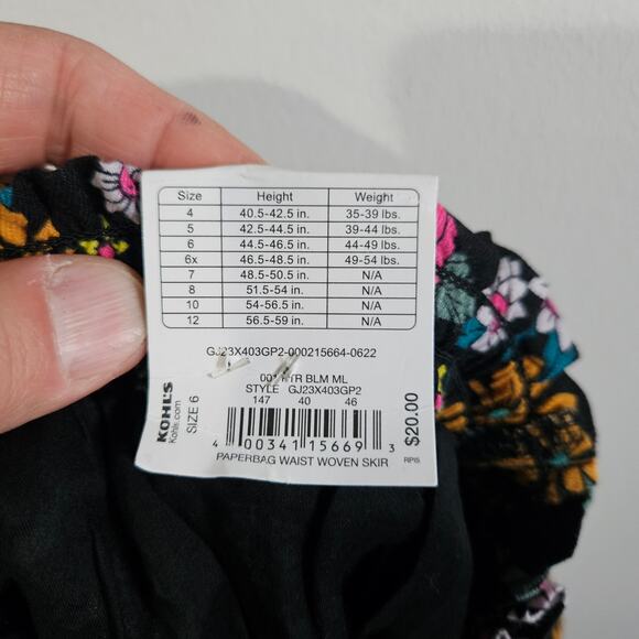 Jumping Beans Girls Sz 6 Pull On Bubble Skirt Black Multicolor Floral Summer NWT - Picture 5 of 6